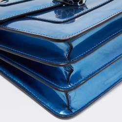 Bvlgari Blue Laminated Leather Serpenti Forever Flap Top Handle Bag