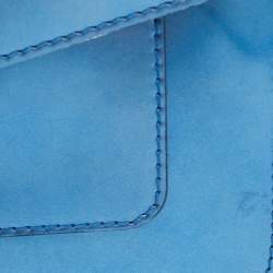 Bvlgari Blue Laminated Leather Serpenti Forever Flap Top Handle Bag
