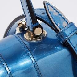 Bvlgari Blue Laminated Leather Serpenti Forever Flap Top Handle Bag