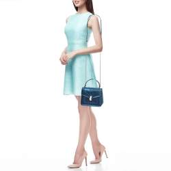 Bvlgari Blue Laminated Leather Serpenti Forever Flap Top Handle Bag