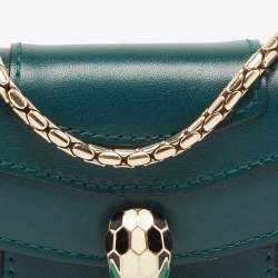 Bvlgari Green Leather Serpenti Forever Chain Wallet