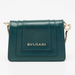 Bvlgari Green Leather Serpenti Forever Chain Wallet