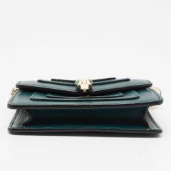 Bvlgari Green Leather Serpenti Forever Chain Wallet