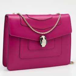 Bvlgari Magenta Leather Small Serpenti Forever Shoulder Bag