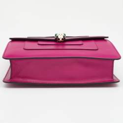 Bvlgari Magenta Leather Small Serpenti Forever Shoulder Bag