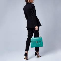 Bvlgari Green Leather Large Serpenti Forever Shoulder Bag