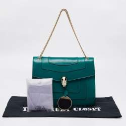 Bvlgari Green Leather Large Serpenti Forever Shoulder Bag