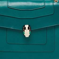 Bvlgari Green Leather Large Serpenti Forever Shoulder Bag
