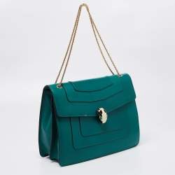 Bvlgari Green Leather Large Serpenti Forever Shoulder Bag