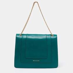 Bvlgari Green Leather Large Serpenti Forever Shoulder Bag