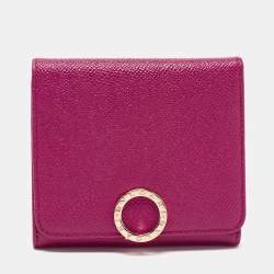 Bvlgari Purple Leather Trifold Wallet