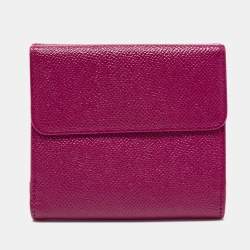 Bvlgari Purple Leather Trifold Wallet