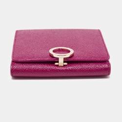 Bvlgari Purple Leather Trifold Wallet