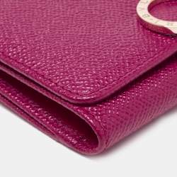 Bvlgari Purple Leather Trifold Wallet