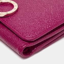 Bvlgari Purple Leather Trifold Wallet