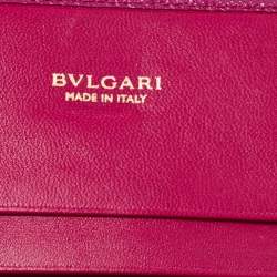 Bvlgari Purple Leather Trifold Wallet