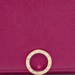 Bvlgari Purple Leather Trifold Wallet