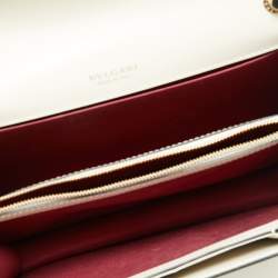 Bvlgari Off White Leather Serpenti Forever Flap Shoulder Bag