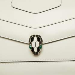 Bvlgari Off White Leather Serpenti Forever Flap Shoulder Bag