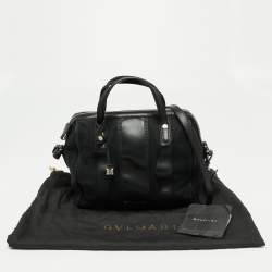 Bvlgari Black Canvas and Leather Satchel