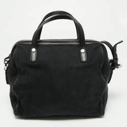 Bvlgari Black Canvas and Leather Satchel