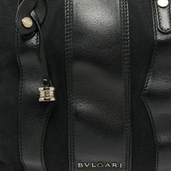 Bvlgari Black Canvas and Leather Satchel