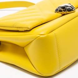 Bvlgari Yellow Soft Matelasse Leather Serpenti Cabochon Shoulder Bag