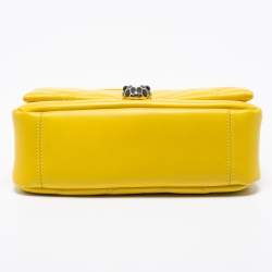 Bvlgari Yellow Soft Matelasse Leather Serpenti Cabochon Shoulder Bag