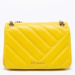 Bvlgari Yellow Soft Matelasse Leather Serpenti Cabochon Shoulder Bag
