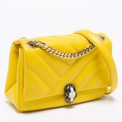 Bvlgari Yellow Soft Matelasse Leather Serpenti Cabochon Shoulder Bag