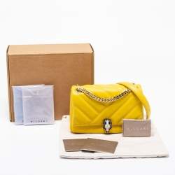Bvlgari Yellow Soft Matelasse Leather Serpenti Cabochon Shoulder Bag