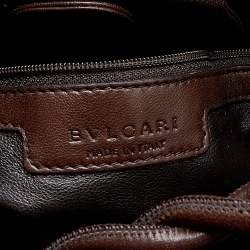 Bvlgari Brown Pleated Leather Twistino Tina Shopper Tote