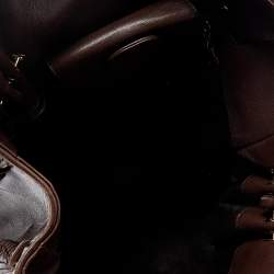 Bvlgari Brown Pleated Leather Twistino Tina Shopper Tote