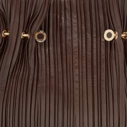 Bvlgari Brown Pleated Leather Twistino Tina Shopper Tote