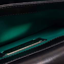 Bvlgari Metallic/Black Lizard,Perspex and Leather Small Flap Cover Shoulder Bag