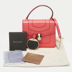 Pre Owned Bvlgari Pink Leather Serpenti Forever Flap Top Handle Bag