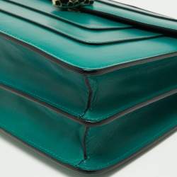 Pre Owned Bvlgari Green Leather Medium Serpenti Forever Flap Shoulder Bag