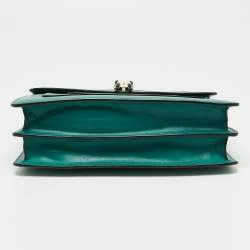 Pre Owned Bvlgari Green Leather Medium Serpenti Forever Flap Shoulder Bag