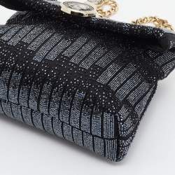 Bvlgari Black Satin Beads Embellished Monette Chain Shoulder Bag