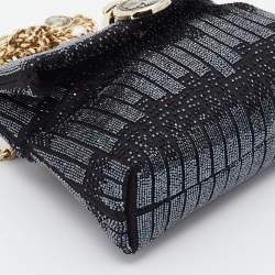 Bvlgari Black Satin Beads Embellished Monette Chain Shoulder Bag