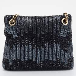 Bvlgari Black Satin Beads Embellished Monette Chain Shoulder Bag