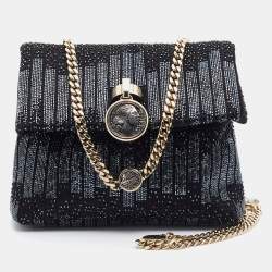 Bvlgari Black Satin Beads Embellished Monette Chain Shoulder Bag