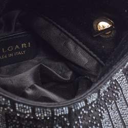 Bvlgari Black Satin Beads Embellished Monette Chain Shoulder Bag