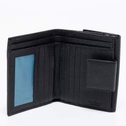 Pre Owned Bvlgari Black Leather Clasp Bifold Wallet