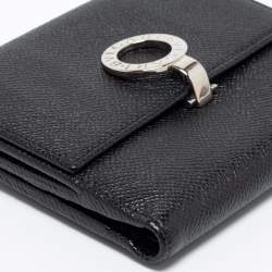 Pre Owned Bvlgari Black Leather Clasp Bifold Wallet