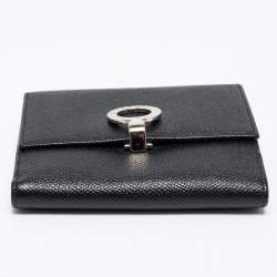 Pre Owned Bvlgari Black Leather Clasp Bifold Wallet