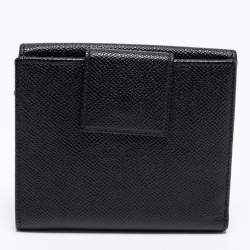 Pre Owned Bvlgari Black Leather Clasp Bifold Wallet