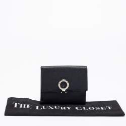 Pre Owned Bvlgari Black Leather Clasp Bifold Wallet