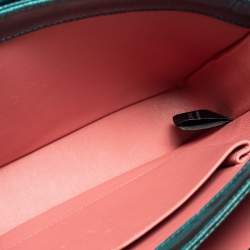 مملوكة مسبقًا حقيبة كتف بلغاري جلد كارونج وبريسبيكس أسود/ أخضر  غطاء قلاب 