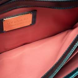 مملوكة مسبقًا حقيبة كتف بلغاري جلد كارونج وبريسبيكس أسود/ أخضر  غطاء قلاب 